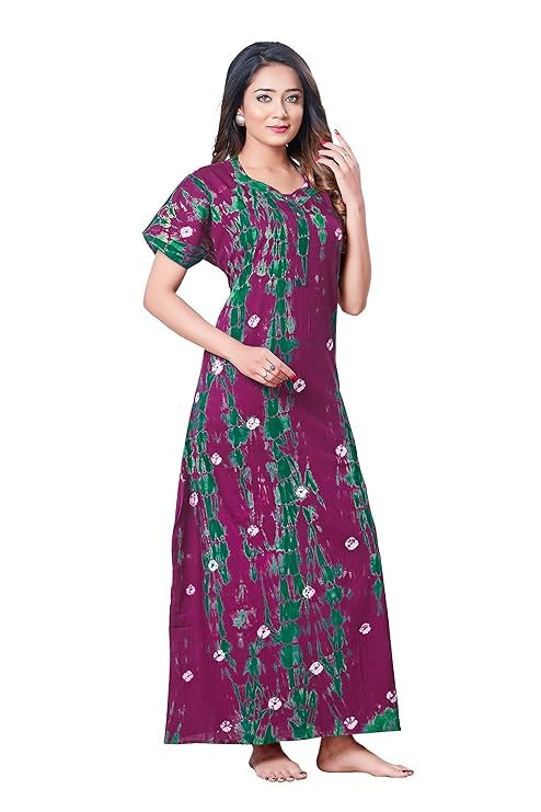 KBNBJ Nighty for Women Cotton Printed Maxi Gown Ankle Length Nighty Night Dress Gown for Women Maxi - (Free Size, Purple) - Image 4