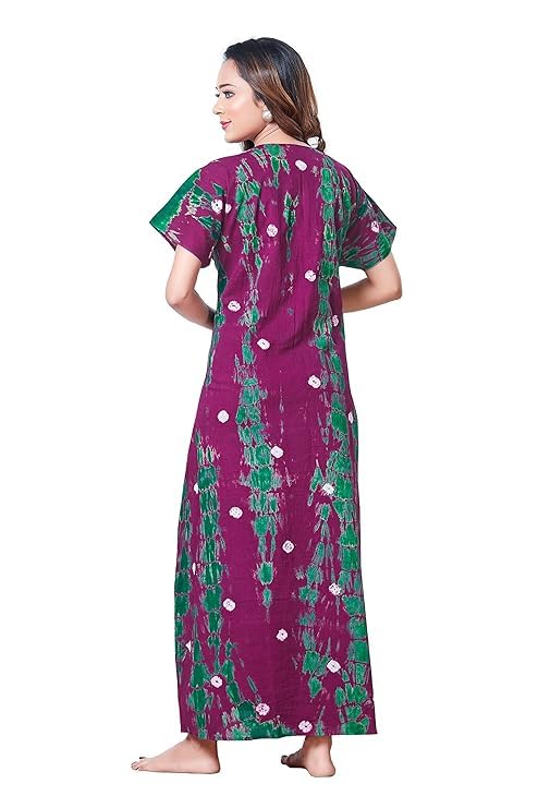 KBNBJ Nighty for Women Cotton Printed Maxi Gown Ankle Length Nighty Night Dress Gown for Women Maxi - (Free Size, Purple) - Image 3