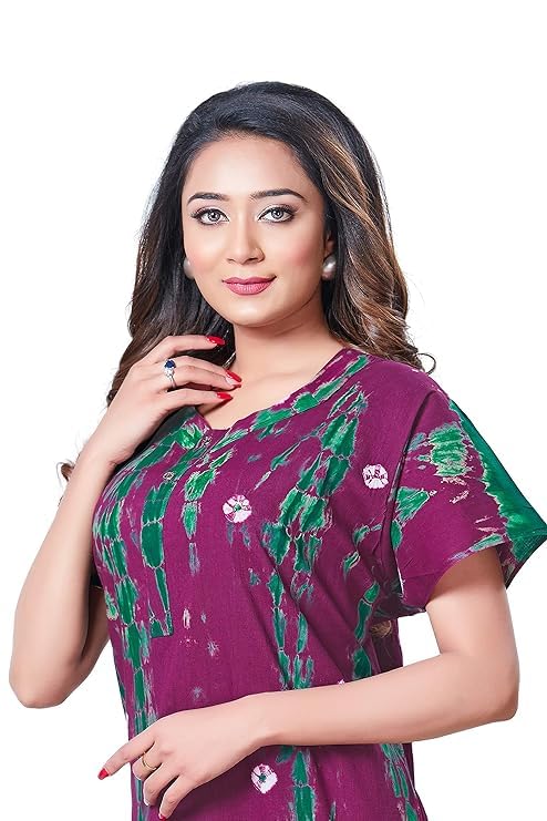 KBNBJ Nighty for Women Cotton Printed Maxi Gown Ankle Length Nighty Night Dress Gown for Women Maxi - (Free Size, Purple) - Image 5