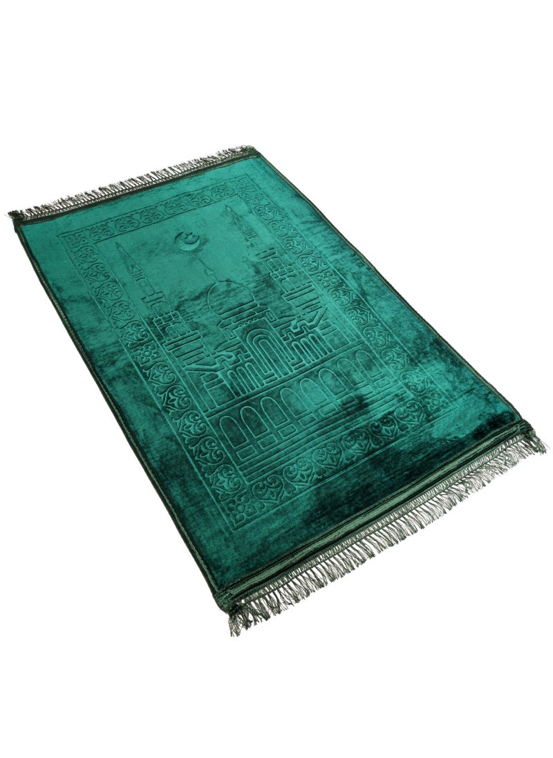 Fabienne - Anti-Slip Velvet Top Prayer Mat Dark Green 80x120 cm - Image 1