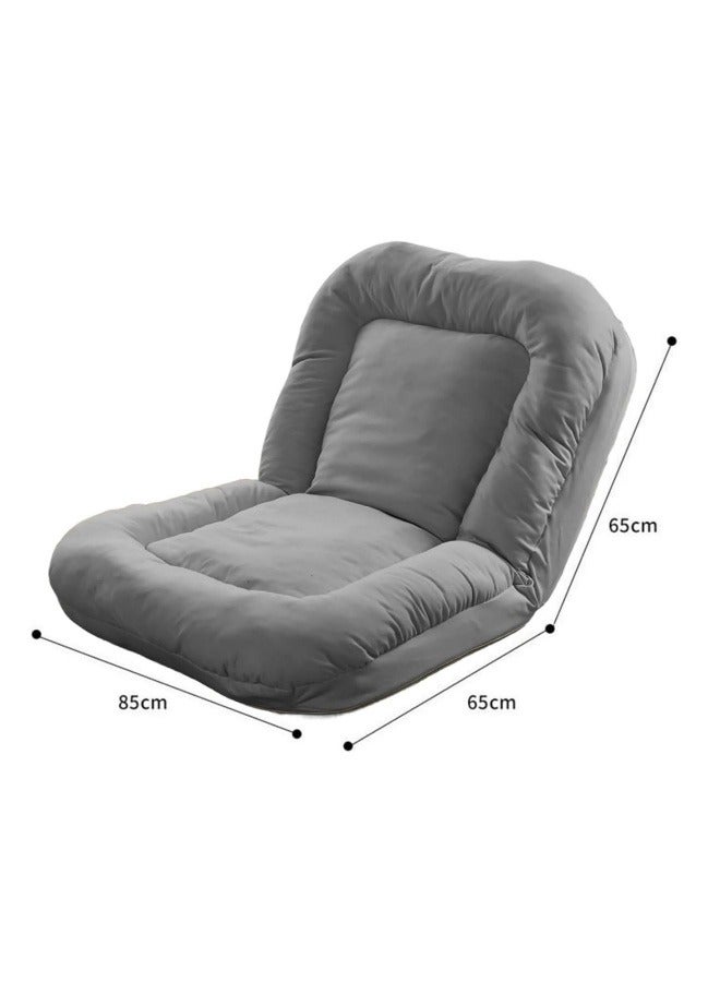 Generic Sofa Bed Softly Cushioned, Bean Bag Couch with 5 Gear Adjustment Sofa Bed Removable Washable Cover Grey 65x65x85 cm - Image 5