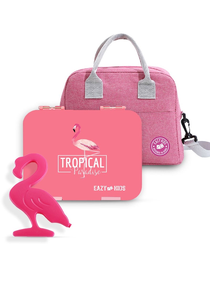 Eazy Kids Set Of 4 Flamingo Reusable Hard Ice Packs For Lunch Bags - Pink - Image 3