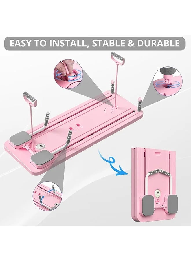 Arabest 5-in-1 Foldable Pilates Reformer Board and Sliding Board Set with Kneeling Pad - Pink - Image 5