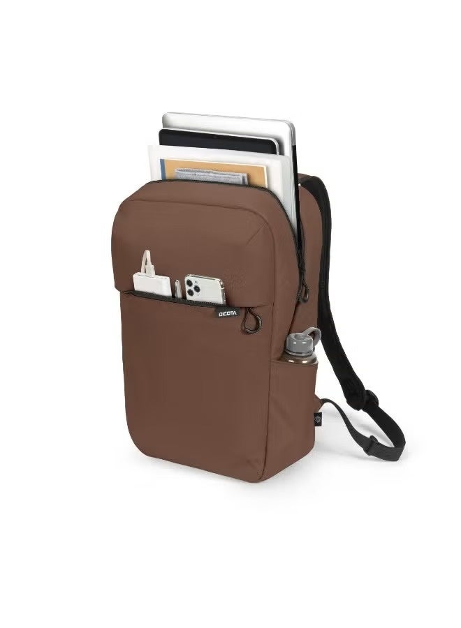 ديكوتا حقيبة ظهر Dicota D32124-RPET COMMUTER لأجهزة اللابتوب مقاس 13 إلى 16 بوصة، سعة 16 لتر، مقاومة لرذاذ الماء، مصنوعة من بوليستر RPET معاد التدوير، لون بني - Image 3