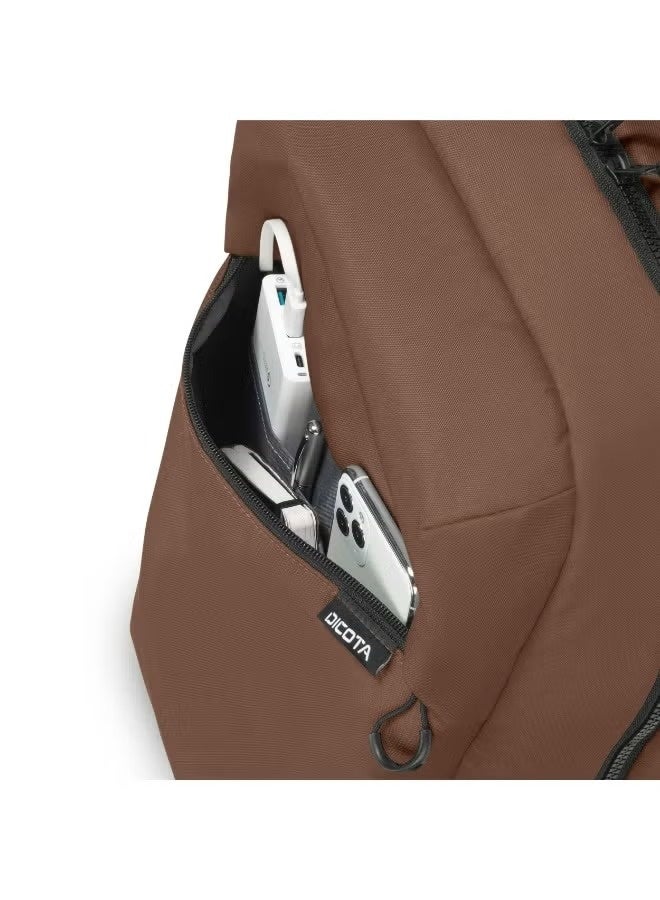 ديكوتا حقيبة ظهر Dicota D32124-RPET COMMUTER لأجهزة اللابتوب مقاس 13 إلى 16 بوصة، سعة 16 لتر، مقاومة لرذاذ الماء، مصنوعة من بوليستر RPET معاد التدوير، لون بني - Image 4