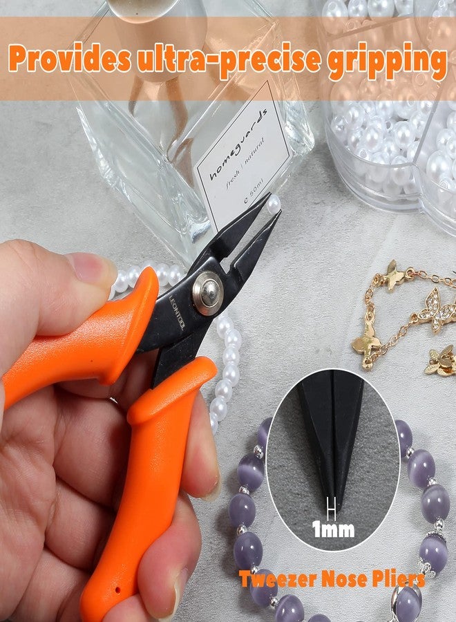 LEONTOOL Mini Long Nose Pliers Tweezer Nose Pliers Specialty Pointed Nose 1mm Diameter Tip 4-Inch Precision Needle Nose Pliers Flat Smooth Jaw Jewellery Making Tool - Image 4