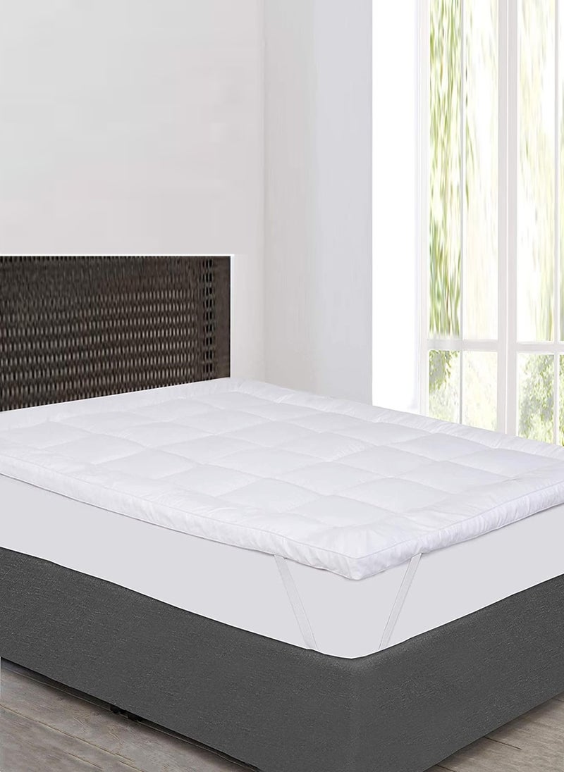 Blueberry Mattress Topper Breathable Fabric Quilted Edge Piping Box Stiched 4 Corner Elastic 10cm Thick 150x200cm  - Image 1
