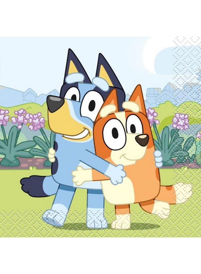 Unique Bluey Birthday Party Supplies Bundle Includes 16 Dessert Cake Plates 16 Napkins 1 Table Cover 1 Happy Birthday Banner 1 Dinosaur Sticker Sheet (Bundle For 16) - Image 3