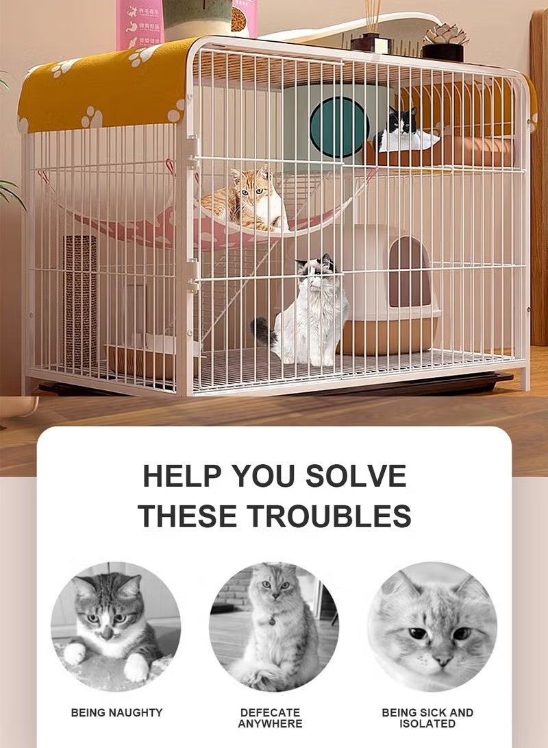 WALALLA 2-Tier Cat Cages Indoor Large Space Pet Crate with Pull Out The Tray, Detachable Cat Playpen Cattery Pen Pet Enclosure with Ramp Ladders & Hammock Ideal for 1-2 Cats (Black 77 * 53 * 58cm) - Image 5