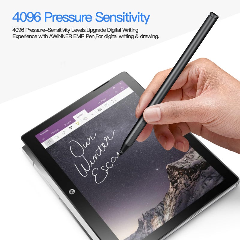 AWINNER EMR Stylus with Digital Eraser.4096 Pressure-Sensitivity Levels.Upgrade Digital Writing Experience with AWINNER EMR Pen for Digital Writing,Drawing and Erasing On EMR Equipped Displays - Image 3