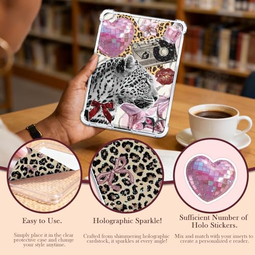 Rngmsi Insert Cardstock for Clear Case - 12Pcs Y2K Downtown Girls Cardstock Inserts Compatible with Kindle Paperwhite 11th-12th, 50Pcs Aesthetic Stickers for E-Reader Clear Back Cover Accessories - Image 4