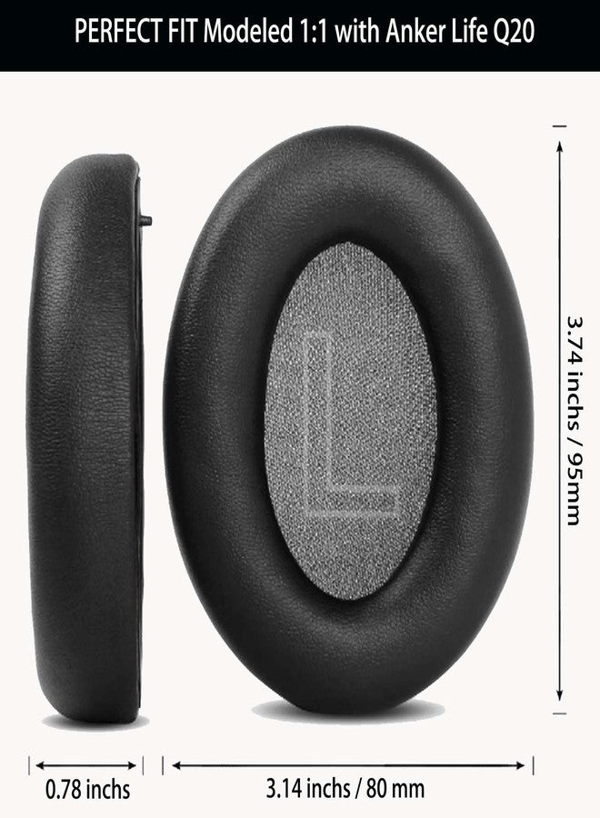 Elecphbo Replacement Q20 Earpads for Anker Soundcore Life Q20 Headphones with Comfortable Memory Foam & Protein Leather Ear Cup Cover Cushions Repair Part, Black - Image 4