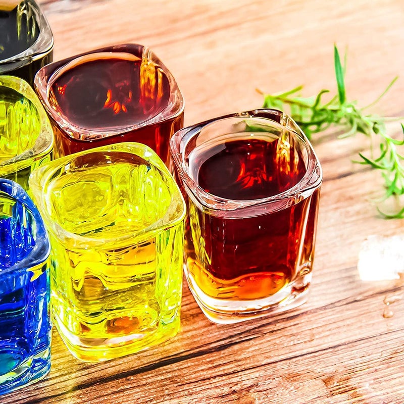 FINSTER Heavy Base Square Shot Glass Set of 12 Vodka Tequila Shot Glasses 60 ML Crystal Glass Transparent - Image 4