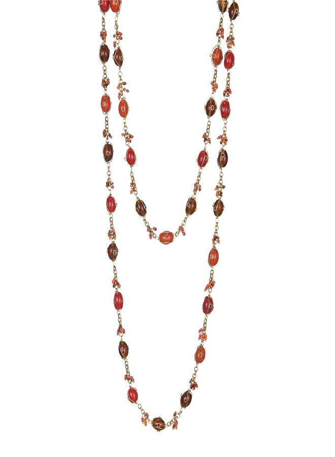 دي سي أيه قلادة نسائية من زجاج DCA (لون عنابي-ذهبي) - Image 1