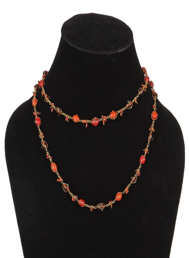 دي سي أيه قلادة نسائية من زجاج DCA (لون عنابي-ذهبي) - Image 2