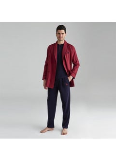 U.S. Polo Assn. Men's Groom's Dowry Pajamas Set Robe Navy Blue 12000  - Image 2