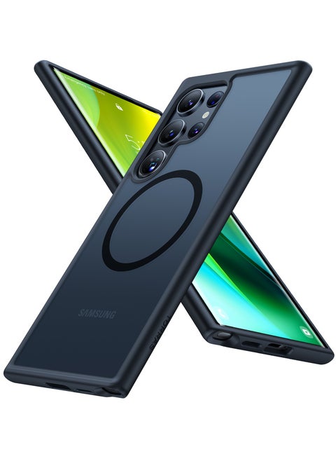 مضاد للصدمات المغناطيسية لحافظة Samsung Galaxy S24 Ultra، [18N مغناطيسي قوي] [12 قدم اختبار السقوط بمعيار عسكري] [متوافق مع المغناطيس] حافظة رقيقة واقية لهاتف Samsung S24 Ultra، باللون الأسود
