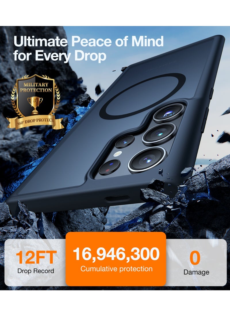 TORRAS - Magnetic Shockproof for Samsung Galaxy S24 Ultra Case, [18N Mighty Magnetic] [12FT Mil-Grade Drop Tested] [Compatible with Magnetic] Protective Slim Case for Samsung S24 Ultra Case, Black - Image 1