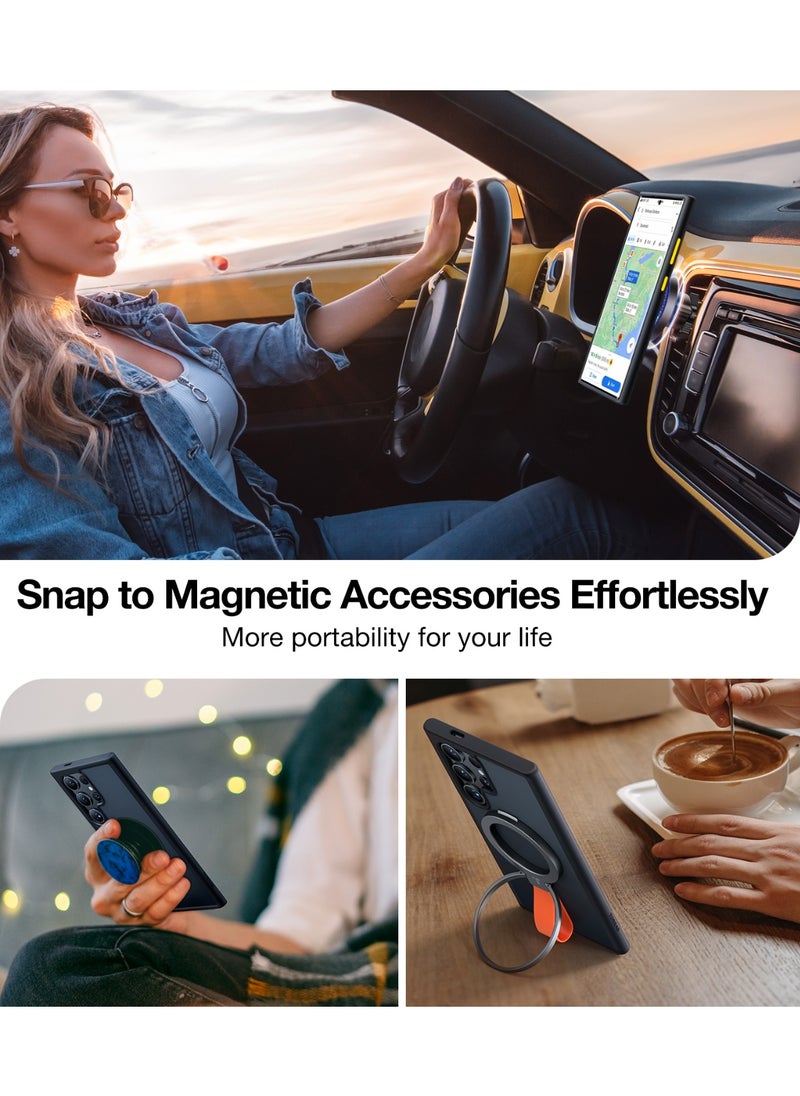 TORRAS - Magnetic Shockproof for Samsung Galaxy S24 Ultra Case, [18N Mighty Magnetic] [12FT Mil-Grade Drop Tested] [Compatible with Magnetic] Protective Slim Case for Samsung S24 Ultra Case, Black - Image 1