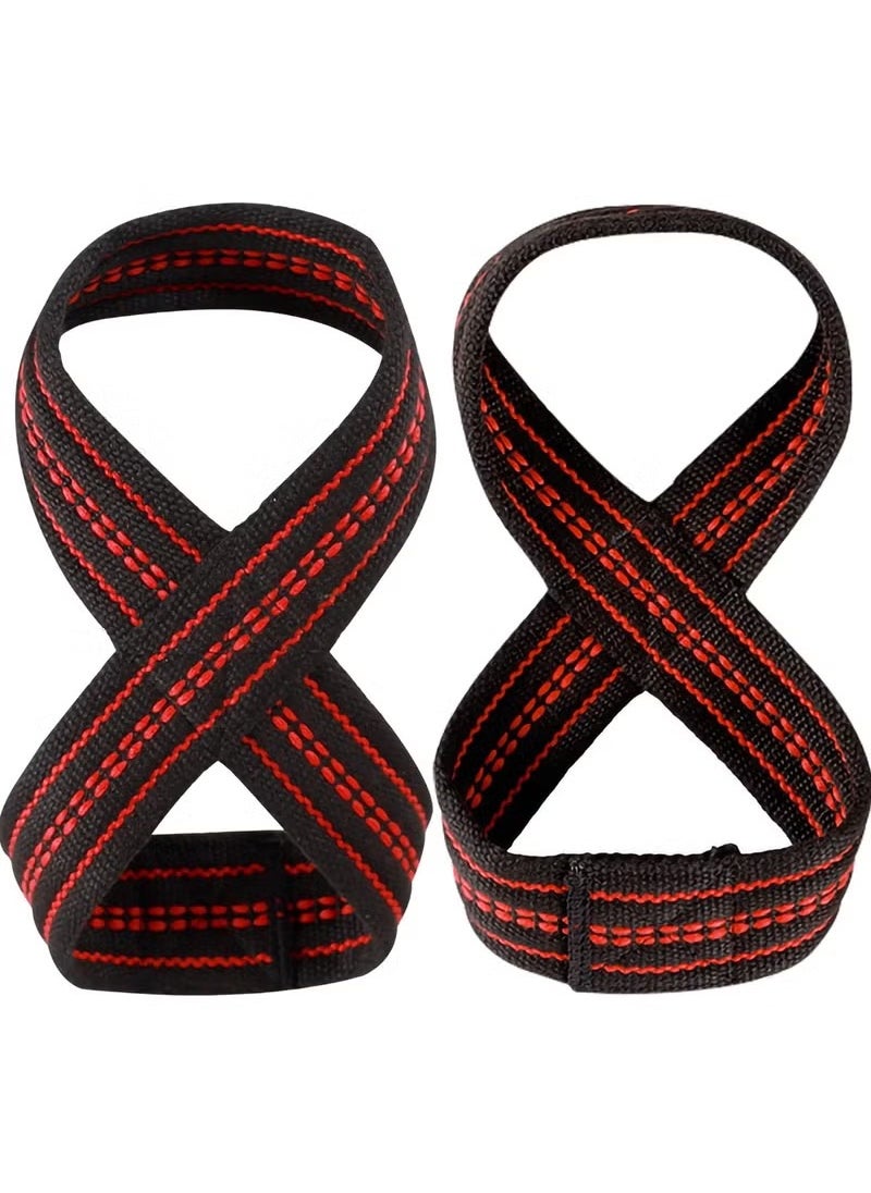 PYC - Figure 8 Weight Lifting Straps DeadLift Wrist Strap for Pull-ups Horizontal Bar Powerlifting Gym Fitness Bodybuilding Equipment available in two different sizes - Image 1