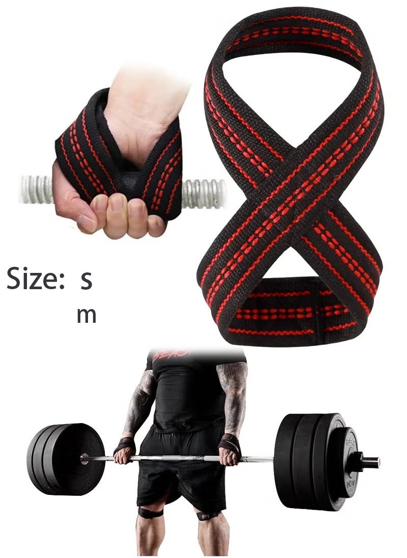 PYC - Figure 8 Weight Lifting Straps DeadLift Wrist Strap for Pull-ups Horizontal Bar Powerlifting Gym Fitness Bodybuilding Equipment available in two different sizes - Image 1