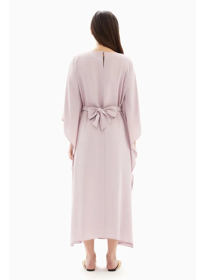 Wecre8 Maxi Pink Plain Dress with Belt