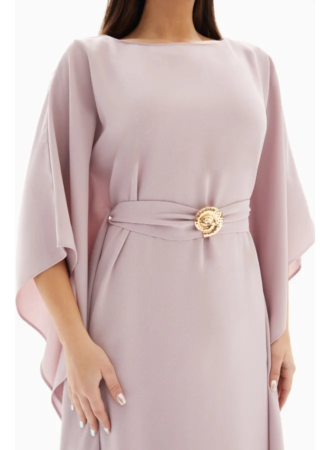 Wecre8 Maxi Pink Plain Dress with Belt