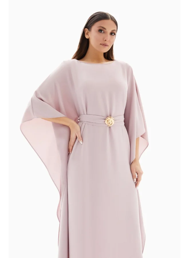 Wecre8 Maxi Pink Plain Dress with Belt