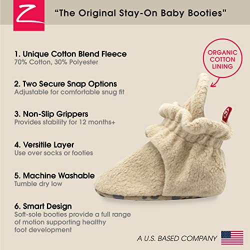 Zutano Unisex Fleece Baby Booties with Organic Cotton Lining, Newborn Essentials, Khaki, 3 Months - Image 3