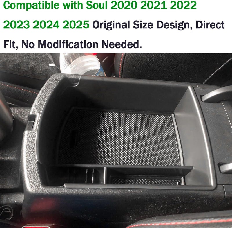 TACOBRO TACORBO Center Console Organizer for KIA Soul 2020-2022 - ABS Insert Tray, Black - Image 4