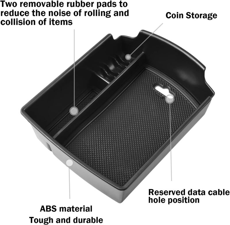 TACOBRO TACORBO Center Console Organizer for KIA Soul 2020-2022 - ABS Insert Tray, Black - Image 2