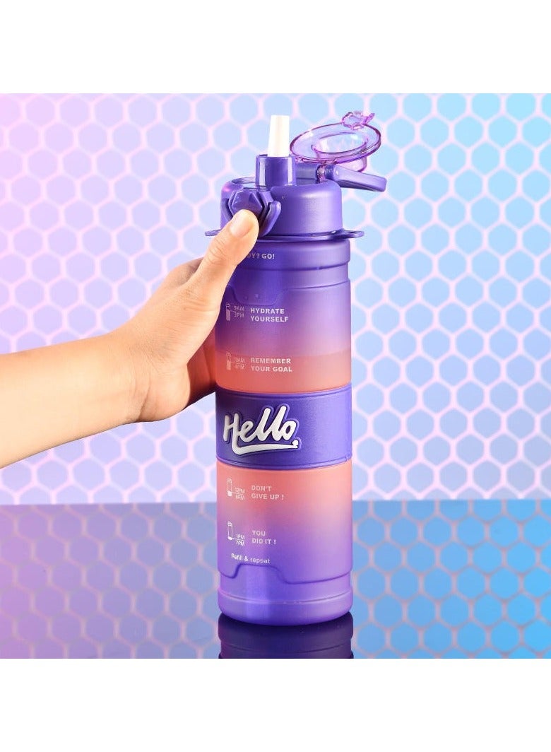 Generic HELLO 800ml Frosted Sports Water Bottle – Portable Outdoor Cup with Strap | Leak-Proof & BPA-Free for Summer, Travel, and Fitness  - Image 2