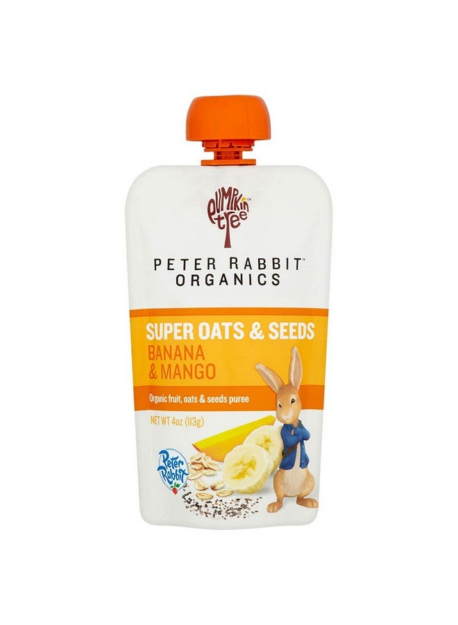 Pumpkin Tree Peter Rabbit Organics Super Oats & Seeds, Puree Squeeze Pouch, Banana & Mango, 4 Ounce (Pack of 10) - Image 1