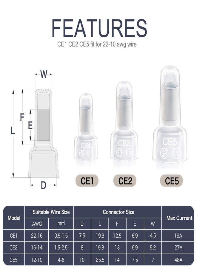 Chanzon CE1+CE2+CE5 Pure Copper Crimp Connector Kit Closed End 22-10AWG Nylon (PA) Cap Insulated Red Copper Core Splice Wire Crimp Connector Assorted - Image 4