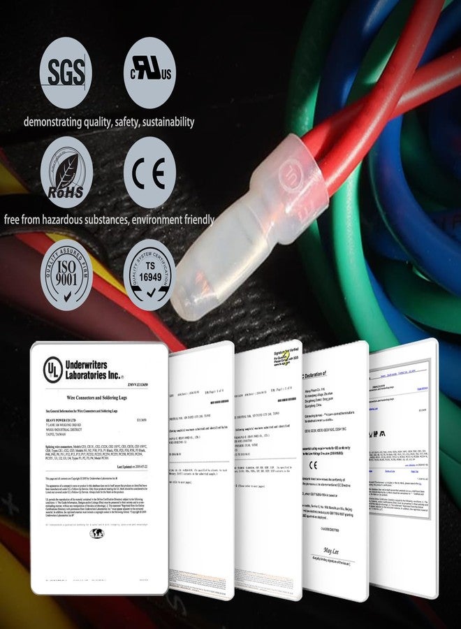 Chanzon CE1+CE2+CE5 Pure Copper Crimp Connector Kit Closed End 22-10AWG Nylon (PA) Cap Insulated Red Copper Core Splice Wire Crimp Connector Assorted - Image 3