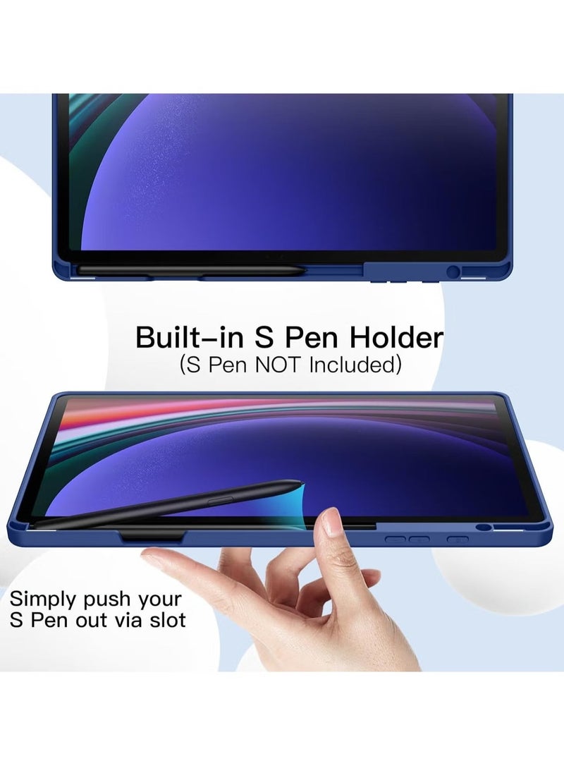 Raxoom Samsung Galaxy Tab S10 Plus 12.4 Inch Case with S Pen Holder â€“ Soft TPU Tri-Fold Stand Protective Cover, Auto Wake/Sleep, S Pen Charging Support, Blue - Image 3