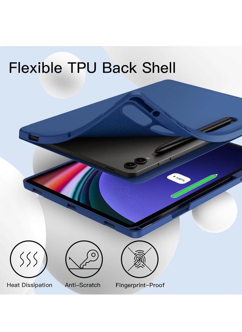Raxoom Samsung Galaxy Tab S10 Plus 12.4 Inch Case with S Pen Holder â€“ Soft TPU Tri-Fold Stand Protective Cover, Auto Wake/Sleep, S Pen Charging Support, Blue - Image 4