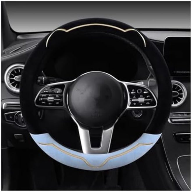 Steering Wheel Protector 2023 Simple Series Plush Winter Car Steering Wheel Cover Warm Wear Resistant Car Handle Cover Steering Wheel Covers(White) - Image 1
