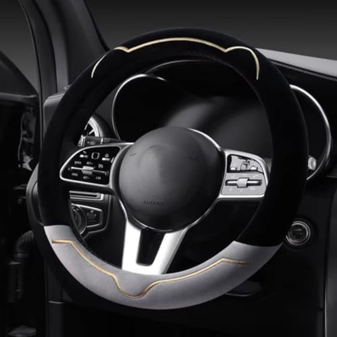 Steering Wheel Protector 2023 Simple Series Plush Winter Car Steering Wheel Cover Warm Wear Resistant Car Handle Cover Steering Wheel Covers(White) - Image 3