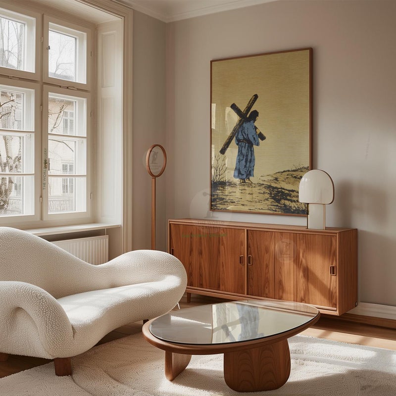 TNESSENTIAL Jesus Carrying Cross Poster | Christian Wall Art | Biblical Religious Illustration Print - Image 4