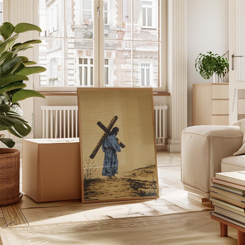 TNESSENTIAL Jesus Carrying Cross Poster | Christian Wall Art | Biblical Religious Illustration Print - Image 5
