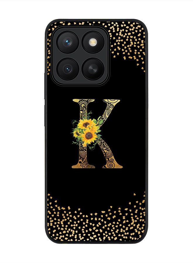Stylizedd For Honor X8c Case,Slim fit Camera Protection, Shockproof Thin Phone cover  - Custom Floral Monogram - K ( Black )