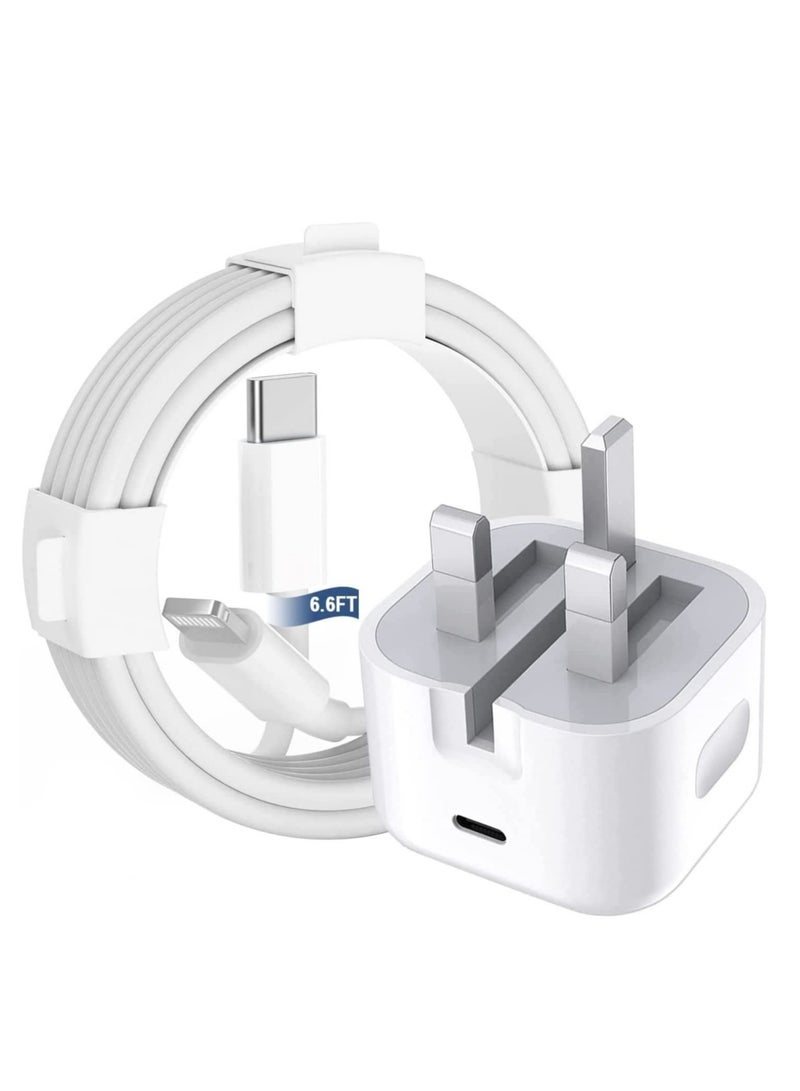 ELTRAZONE iPhone Charger Cable and Plug, iPhone Fast Charger 20W PD 3.0 USB C Wall Charger Plug with 1M iPhone Fast Charging Cable USB C Fast Charger Compatible with Phone 13 12 11 Pro Max Mini X XR Xs 8  - Image 2