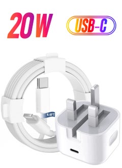 ELTRAZONE iPhone Charger Cable and Plug, iPhone Fast Charger 20W PD 3.0 USB C Wall Charger Plug with 1M iPhone Fast Charging Cable USB C Fast Charger Compatible with Phone 13 12 11 Pro Max Mini X XR Xs 8  - Image 1