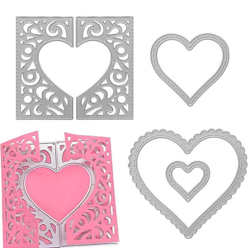 ABTOLS Valentines Day Metal Heart Shaped Greeting Card Cutting Dies Love Heart Die Cuts Embossing Stencils Template Mould for Card Making Scrapbooking and DIY Craft Album Paper Greeting Card Decor