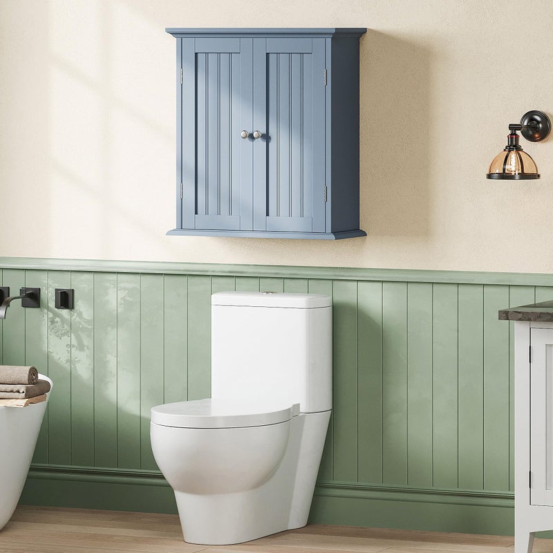 ChooChoo Bathroom Wall Cabinet, Over The Toilet Space Saver Storage Cabinet, Medicine Cabinet with 2 Door and Adjustable Shelves, Cupboard, Grey - Image 5