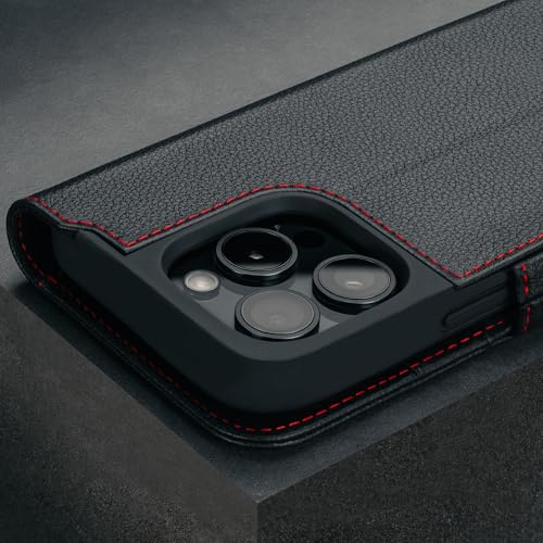 TORRO Premium Leather Case Compatible with iPhone 16 Pro Max 6.9" – Genuine Leather Wallet Flip Folio Case with Kickstand and Card Slots (Compatible with Official MagSafe Chargers) - Black - Image 5