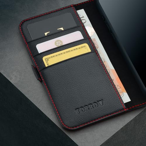 TORRO Premium Leather Case Compatible with iPhone 16 Pro Max 6.9" – Genuine Leather Wallet Flip Folio Case with Kickstand and Card Slots (Compatible with Official MagSafe Chargers) - Black - Image 4
