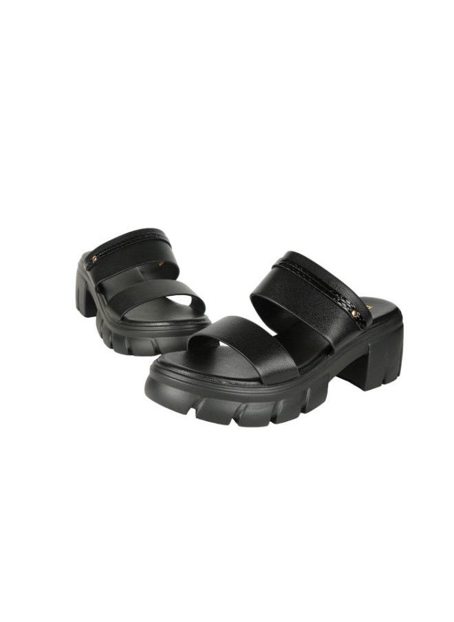 Michelle Morgan - 092-2583 Michelle Morgan Ladies Block Heel Sandals Black 214RJ635 - Image 1