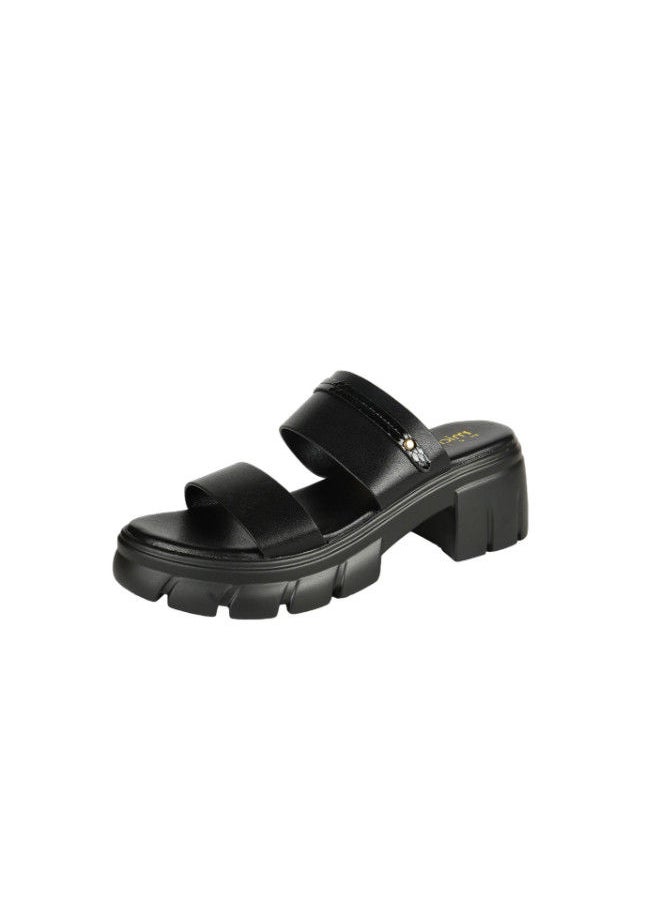 Michelle Morgan - 092-2583 Michelle Morgan Ladies Block Heel Sandals Black 214RJ635 - Image 1